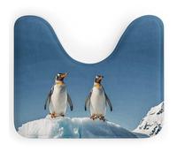 DWVSFJM Tappeto da bagno a forma di U con pinguini sull'iceberg, 40,6 x 50,8 cm, assorbente, ad asciugatura rapida, antiscivolo, facile da pulire, per vasca da bagno e lavandino
