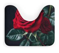 DWVSFJM Tappeto da bagno a forma di U con sfondo rosa rossa, 40,6 x 50,8 cm, assorbente, ad asciugatura rapida, antiscivolo, facile da pulire, tappetino da bagno per vasca da bagno e lavandino