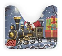 DWVSFJM Tappeto da bagno a forma di U con treno di Babbo Natale, 40,6 x 50,8 cm, assorbente, ad asciugatura rapida, antiscivolo, facile da pulire, per vasca da bagno e lavandino
