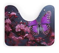 DWVSFJM Tappeto da bagno a forma di U viola prugna farfalla 40,6 x 50,8 cm, assorbente, ad asciugatura rapida, antiscivolo, facile da pulire, tappetino da bagno per vasca da bagno, lavandino