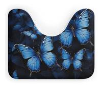 DWVSFJM Tappeto da bagno blu scuro a forma di U, 40,6 x 50,8 cm, assorbente, ad asciugatura rapida, antiscivolo, facile da pulire, tappetino da bagno per vasca da bagno, lavandino