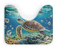 DWVSFJM Tappeto da bagno con disegno di tartarughe marine a forma di U, 40,6 x 50,8 cm, assorbente, ad asciugatura rapida, antiscivolo, facile da pulire, per vasca da bagno e lavandino
