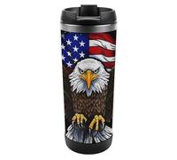 DWVSFJM Tazza da viaggio sottovuoto a doppia parete in acciaio inossidabile con aquila patriottica Bandiera USA Tazza da viaggio isolata Tazza in metallo di grande capacità Tazza da caffè