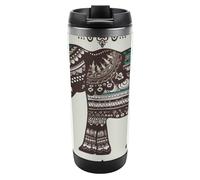 DWVSFJM Tazza da viaggio sottovuoto a doppia parete in acciaio inossidabile con motivo elefante bohémien Tazza da viaggio isolata Tazza in metallo di grande capacità Tazza da caffè riutilizzabile con