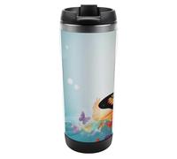 DWVSFJM Tazza da viaggio sottovuoto a doppia parete in acciaio inossidabile con sfondo a farfalla Tazza in metallo isolata Tazza di metallo di grande capacità Tazza da caffè riutilizzabile con