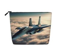 Dwvtfsm Aircraft Fighter Jets Borsa per il trucco per le donne, impermeabile in lino da viaggio, organizer leggero con cerniera, borsa da toeletta da viaggio organizer per pennelli da trucco