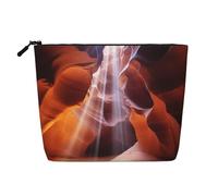 Dwvtfsm Antelope Canyon Borsa per il trucco da donna, impermeabile, in lino, organizer per cosmetici da viaggio, leggera, con cerniera, organizer per pennelli da trucco