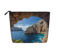 Dwvtfsm Arch In Maiorca Spagna Borsa per il trucco per le donne, impermeabile in lino da viaggio, organizer per cosmetici leggero con cerniera, borsa da toeletta da viaggio organizer per pennelli da