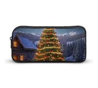 DWVTFSM Astuccio per matite con albero di Natale, grande capacità, grazioso astuccio per trucchi e cosmetici, per donne e uomini