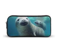 DWVTFSM Astuccio per matite con animali marini, grande capacità, grazioso astuccio per cosmetici, per donne e uomini