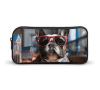DWVTFSM Astuccio per matite con bulldog francese che indossa occhiali da sole, grande capacità, grazioso astuccio per matite e cosmetici, per donne e uomini