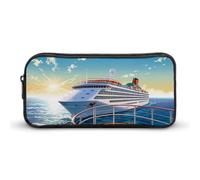 DWVTFSM Astuccio per matite con crociera sul mare, grande capacità, grazioso astuccio per trucchi e cosmetici, per donne e uomini