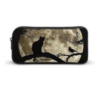 DWVTFSM Astuccio per matite con gatto seduto su un ramo, grande capacità, grazioso astuccio per trucchi e cosmetici, per donne e uomini