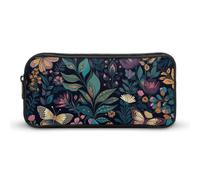 DWVTFSM Astuccio portapenne con farfalla e fiori, grande capacità, grazioso astuccio per trucchi e cosmetici, per donne e uomini