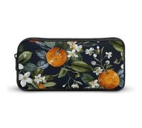DWVTFSM Astuccio portapenne con fiori arancioni e bianchi, grande capacità, grazioso astuccio per trucchi e cosmetici, per donne e uomini