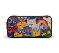 DWVTFSM Astuccio portapenne con fiori e gatto, grande capacità, grazioso astuccio per trucchi e cosmetici, per donne e uomini