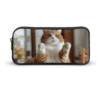 DWVTFSM Astuccio portapenne con gatto estremamente grasso, grande capacità, grazioso astuccio per trucchi e cosmetici, per donne e uomini