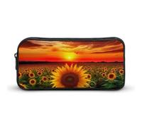 DWVTFSM Astuccio portapenne con girasole e tramonto, grande capacità, grazioso astuccio per trucchi e cosmetici, per donne e uomini