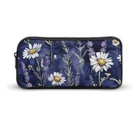 DWVTFSM Astuccio portapenne con lavanda e margherite, grande capacità, grazioso astuccio per trucchi e cosmetici, per donne e uomini