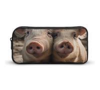 DWVTFSM Astuccio portapenne con maiali e scritta "Pigs Together", grande capacità, grazioso astuccio per trucchi e cosmetici, per donne e uomini