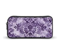 DWVTFSM Astuccio portapenne con motivo pizzo viola, grande capacità, grazioso astuccio per matite e cosmetici, per donne e uomini