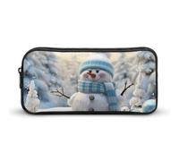DWVTFSM Astuccio portapenne con pupazzo di neve felice, grande capacità, grazioso astuccio per trucchi e cosmetici, per donne e uomini