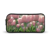 DWVTFSM Astuccio portapenne con tulipani color pesca, grande capacità, grazioso astuccio per trucchi e cosmetici, per donne e uomini
