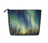 Dwvtfsm Aurora - Trousse per trucchi da donna, impermeabile, in lino, organizer per cosmetici, leggera, con cerniera, organizer per pennelli da trucco