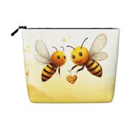 Dwvtfsm Bee Love Honey - Borsa per il trucco da donna, impermeabile, in lino, organizer per cosmetici, leggera, con cerniera, organizer per pennelli da trucco