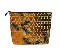 Dwvtfsm Bees On Hive - Trousse per trucchi da donna, impermeabile, in lino, organizer per cosmetici, con cerniera, leggera, organizer per pennelli da trucco