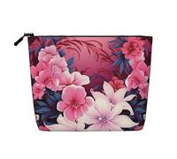 Dwvtfsm Bella borsa per il trucco floreale da donna, organizer per cosmetici da viaggio in lino impermeabile leggera con cerniera borsa da toilette organizer per pennelli da trucco