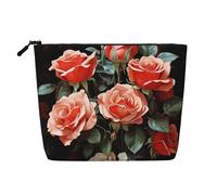 Dwvtfsm Bella rosa regalo trucco borsa per le donne, impermeabile lino viaggio cosmetici organizzatore leggero cerniera viaggio toilette borsa organizzatore pennelli trucco borsa di immagazzinaggio