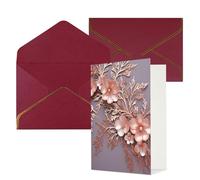 DWVTFSM Biglietto di ringraziamento con buste, biglietti di auguri per tutte le occasioni, buon compleanno, matrimonio, pensiero, oro rosa, elegante, decorativo, floreale, biglietti vuoti 10,2 x 15,2