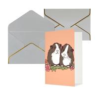 DWVTFSM Biglietto di ringraziamento con buste, biglietti di auguri per tutte le occasioni, buon compleanno, matrimonio, pensando a te, biglietto con due porcellini d'India, biglietti vuoti da 10,2 x