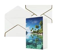 DWVTFSM Biglietto di ringraziamento con buste, biglietti di auguri per tutte le occasioni, buon compleanno, matrimonio, pensiero, bella isola nel mare, biglietti vuoti 10,2 x 15,2 cm