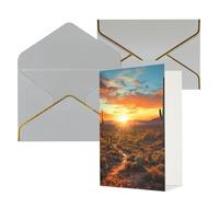DWVTFSM Biglietto di ringraziamento con buste, biglietti di auguri per tutte le occasioni, buon compleanno, matrimonio, Thinking of You, Saguaros al tramonto, biglietti vuoti da 10 x 15 cm
