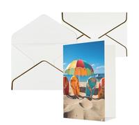 DWVTFSM Biglietto di ringraziamento con buste, biglietti di auguri per tutte le occasioni, buon compleanno, matrimonio, pensiero, biglietto colorato con infradito, palla da spiaggia, biglietti vuoti