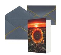 DWVTFSM Biglietto di ringraziamento con buste, biglietti di auguri per tutte le occasioni, buon compleanno, matrimonio, pensiero, tramonto, girasole, biglietti vuoti, 10 x 15 cm