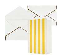 DWVTFSM Biglietto di ringraziamento con buste, biglietti di auguri per tutte le occasioni, buon compleanno, matrimonio, pensieri di te, colore giallo limone, a righe, vuoti, 10 x 15 cm