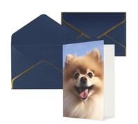 DWVTFSM Biglietto di ringraziamento con buste, biglietti di auguri per tutte le occasioni, buon compleanno, matrimonio, pensando a te, biglietti di auguri con scritta "Happy Pomeranian", 10 x 15 cm