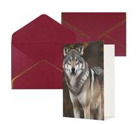 DWVTFSM Biglietto di ringraziamento con buste, biglietti di auguri per tutte le occasioni, buon compleanno, matrimonio, Thinking of You, Wild Wild Grey Wolf Biglietti vuoti 10,2 x 15,2 cm