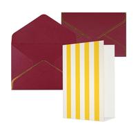 DWVTFSM Biglietto di ringraziamento con buste, biglietti di auguri per tutte le occasioni, buon compleanno, matrimonio, pensieri di te, colore giallo limone, a righe, vuoti, 10 x 15 cm