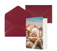 DWVTFSM Biglietto di ringraziamento con buste, biglietti di auguri per tutte le occasioni, buon compleanno, matrimonio, pensiero, spiaggia, stella marina, conchiglie, biglietti vuoti 10,2 x 15,2 cm