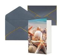 DWVTFSM Biglietto di ringraziamento con buste, biglietti di auguri per tutte le occasioni, buon compleanno, matrimonio, pensiero, spiaggia, stella marina, conchiglie, biglietti vuoti 10,2 x 15,2 cm