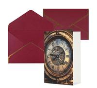 DWVTFSM Biglietto di ringraziamento con buste, biglietti di auguri per tutte le occasioni, buon compleanno, matrimonio, pensieri di te, orologio steampunk, biglietti vuoti, 10 x 15 cm