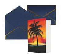 DWVTFSM Biglietto di ringraziamento con buste, biglietti di auguri per tutte le occasioni, buon compleanno, matrimonio, pensiero di te, tramonto palma, biglietti vuoti, 10 x 15 cm