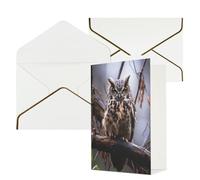 DWVTFSM Biglietto di ringraziamento con buste, biglietti di auguri per tutte le occasioni, buon compleanno, matrimonio, pensando a te, gufo su un ramo, biglietti vuoti 10,2 x 15,2 cm