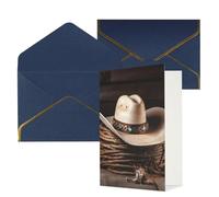 DWVTFSM Biglietto di ringraziamento con buste, biglietti di auguri per tutte le occasioni, buon compleanno, matrimonio, Thinking of You, American West Rodeo Hat, biglietti vuoti, 10 x 15 cm