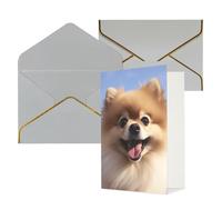 DWVTFSM Biglietto di ringraziamento con buste, biglietti di auguri per tutte le occasioni, buon compleanno, matrimonio, pensando a te, biglietti di auguri con scritta "Happy Pomeranian", 10 x 15 cm