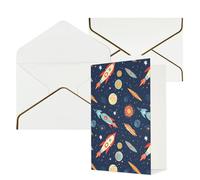 DWVTFSM Biglietto di ringraziamento con buste, biglietti di auguri per tutte le occasioni, buon compleanno, matrimonio, pensando a te, razzo nello spazio, biglietti vuoti per appunti, 10 x 15 cm